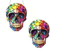 2025 New Moonlight Witch Window Hanging, ornamenti decorativi a forma di teschio, pipistrelli appesi decorazione di Halloween, lampada per interni, regalo di Halloween Pasqua (F- 2 pezzi)