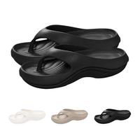 2025 New Pillow Flip Flops with Arch Support for Women Plantar Fasciitis Orthopedic Sandals Walking Platform Flipflops Pillow Soft Beach Shoes (Black,36-37)