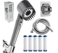 2025 New Pulifers Doccino per Doccia Con tubo flessibile da 1,5 m ed elemento filtrante sostituibile,3 Modalità di Getto + Pausa,Soffione doccia con filtro ad alta pressione (1pcs)