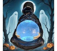 2025 New Reaper Bat Globe, Halloween Grim Reaper Statue with Flying Bats Decor Lamp, Creepy Resin Sculpture for Bookshelf, for Halloween Decorate (2PCS)