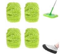 2025 New Reusable Microfiber Mop Pads, Reusable Mop Pads, Washable Dry Sweeping Cloths and Wet Mopping Cloths Mops Head Replacement Refills for Hardwood Surface Floor Cleaning (light green,4pcs)