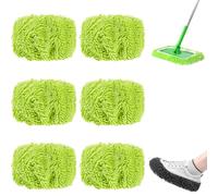 2025 New Reusable Microfiber Mop Pads, Reusable Mop Pads, Washable Dry Sweeping Cloths and Wet Mopping Cloths Mops Head Replacement Refills for Hardwood Surface Floor Cleaning (light green,6pcs)