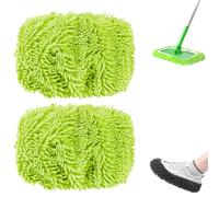 2025 New Reusable Microfiber Mop Pads, Reusable Mop Pads, Washable Dry Sweeping Cloths and Wet Mopping Cloths Mops Head Replacement Refills for Hardwood Surface Floor Cleaning (light green,2pcs)