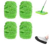2025 New Reusable Microfiber Mop Pads, Reusable Mop Pads, Washable Dry Sweeping Cloths and Wet Mopping Cloths Mops Head Replacement Refills for Hardwood Surface Floor Cleaning (Green,4pcs)