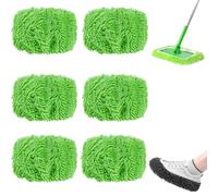 2025 New Reusable Microfiber Mop Pads, Reusable Mop Pads, Washable Dry Sweeping Cloths and Wet Mopping Cloths Mops Head Replacement Refills for Hardwood Surface Floor Cleaning (Green,6pcs)