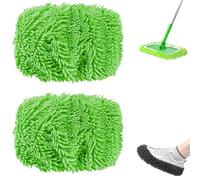 2025 New Reusable Microfiber Mop Pads, Reusable Mop Pads, Washable Dry Sweeping Cloths and Wet Mopping Cloths Mops Head Replacement Refills for Hardwood Surface Floor Cleaning (Green,2pcs)