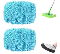 2025 New Reusable Microfiber Mop Pads, Reusable Mop Pads, Washable Dry Sweeping Cloths and Wet Mopping Cloths Mops Head Replacement Refills for Hardwood Surface Floor Cleaning (Blue,2pcs)