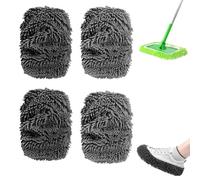 2025 New Reusable Microfiber Mop Pads, Reusable Mop Pads, Washable Dry Sweeping Cloths and Wet Mopping Cloths Mops Head Replacement Refills for Hardwood Surface Floor Cleaning (Gray,4pcs)