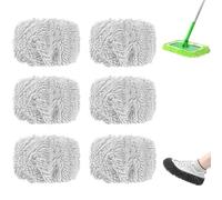 2025 New Reusable Microfiber Mop Pads, Reusable Mop Pads, Washable Dry Sweeping Cloths and Wet Mopping Cloths Mops Head Replacement Refills for Hardwood Surface Floor Cleaning (White,6pcs)