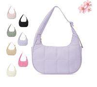 2025 New Small Puffer Crescent Shoulder Bag for Women Waterproof Fluffy Nylon Quilted Shoulder Adjustable Shoulder Strap (1PCS/D)