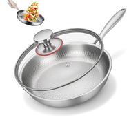 2025 New Titanium Pans for Cooking, Titanium Hammered Pan Pro with Lid, Scratch-Resistant, Non Stick, Even Heating Frying Pans (11.81in)