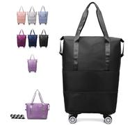2025 New Travel Bag with Wheels,Expandable Foldable Duffle Bag, Large Capacity with Wheels,Universal Wheel Removable Duffle (Black)