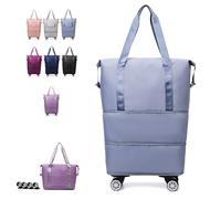 2025 New Travel Bag with Wheels,Expandable Foldable Duffle Bag, Large Capacity with Wheels,Universal Wheel Removable Duffle (Blue)