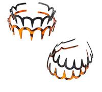2025 New U Shape Fashion Tooth Hair Comb Headband, High Cranium Head Bands for Women's Hair, Reversible Korean Headbands with Teeth for Teen Girls Gifts (2 Black+2 Amber)
