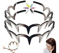 2025 New U-Shape Fashion Tooth Hair Comb Headband, High Cranium Plastic Hairband with Zigzag Teeth, Non-Slip Wavy Headband, for Face Washing Skin Care Makeup Everyday Use (2PCS-E)