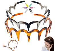 2025 New U-Shape Fashion Tooth Hair Comb Headband, High Cranium Plastic Hairband with Zigzag Teeth, Non-Slip Wavy Headband, for Face Washing Skin Care Makeup Everyday Use (2PCS-D)