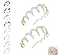 2025 New U Shape Fashion Tooth Hair Comb Headband, Tortoise Shell Headband with Teeth, High Cranium Head Bands, Zig Zag Headbands for Women, Girls Hair Accessory Styling (2pcs-7)