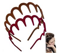 2025 New U Shape Fashion Tooth Hair Comb Headband, U Shape Fashion Tooth Hair Comb Headband,High Cranium Head Bands for Women's Hairs,Non-Slip Plastic Teeth, Fluffy Top (red velvet+Black+Velvet brown)