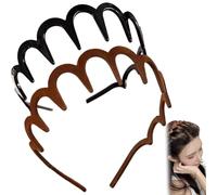 2025 New U Shape Fashion Tooth Hair Comb Headband, U Shape Fashion Tooth Hair Comb Headband,High Cranium Head Bands for Women's Hairs,Non-Slip Plastic Teeth, Fluffy Top (Velvet brown+Black)