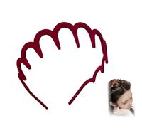 2025 New U Shape Fashion Tooth Hair Comb Headband, U Shape Fashion Tooth Hair Comb Headband,High Cranium Head Bands for Women's Hairs,Non-Slip Plastic Teeth, Fluffy Top (red velvet)