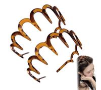 2025 New U Shape Fashion Tooth Hair Comb Headband, U Shape Fashion Tooth Hair Comb Headband,High Cranium Head Bands for Women's Hairs,Non-Slip Plastic Teeth, Fluffy Top (Amber+Amber)
