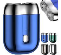 2025 New Upgrade Pocket USB Mini Shavers for Men-Waterproof Dual Head | 90 Min Fast Charge | Portable Travel Razor | Car/Backpack/Gym Essentials | Wet & Dry Shaving (Blue)