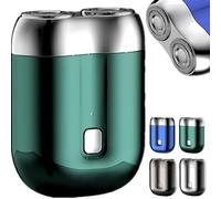 2025 New Upgrade Pocket USB Mini Shavers for Men-Waterproof Dual Head | 90 Min Fast Charge | Portable Travel Razor | Car/Backpack/Gym Essentials | Wet & Dry Shaving (Green)