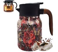 2025 New Vintage Floral Pattern Tea, Stainless Steel Vintage Floral Pattern Tea-Built-In Infuser, Stainless Steel Thermal Carafe With Lid For Home Office (D,1000ML.)