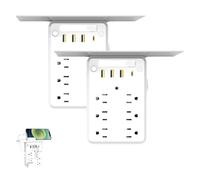 2025 New Wall Outlet Extender With Shelf Night, Wall Outlet Extender With Shelf Night, Multifunctional Power Strip Withs Usb, 6 Ac Outlets, 3 Usb & Usbs C Charging Ports, For Home Office (2pcs)