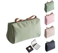 2025 nouvelle mini pochette de maquillage de voyage rationalisée pour les fraudes, organizateur portatile pour femmes d'eau, rangement compact, idéal pour la lecture et l'Organisation (green)