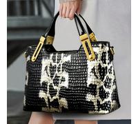 2025 Nuova borsa di lusso in PU con texture, design a pelle di serpente, borsa shopper e a spalla di grande capacità. Adatta per lo shopping, il portafoglio, giovani donne, studenti universitari, neo-