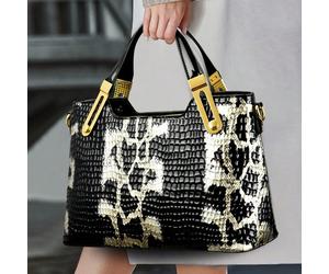 2025 Nuova borsa di lusso in PU con texture, design a pelle di serpente, borsa shopper e a spalla di grande capacità. Adatta per lo shopping, il portafoglio, giovani donne, studenti universitari, neo-