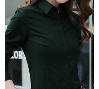 2025 Nuova camicia verde scuro a maniche corte da donna, abbigliamento formale professionale, con patta nascosta, blusa a maniche lunghe, abbigliamento da ufficio per la primavera L,M,S,XL,XS,XXL,XXS,