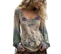 2025 Nuova T-shirt fantasia donna, T-shirt da donna di grandi dimensioni, maglietta stampata floreale top chic top manica lunga abbigliamento personalizzato loungewear fluida t-shirt girocollo t-shirt