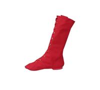 2025 Nuove Donne Alto Top Canvas Jazz Boots Soft Dance Shoes Esecuzione Moderno Balletto, Rosso, 43.5 EU