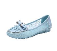 2025 Nuove Donne Estate Singole Scarpe Vedere Attraverso Mocassini In Pizzo Slip On Traspirante Mesh Mocassini Scarpe Da Vestito per Le Donne, Blu, 37 EU