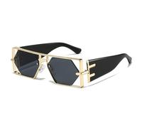 2025 Nuovi occhiali da sole personalizzati, occhiali da sole alla moda di Instagram for celebrità europee e americane hip hop(Gold/Full Grey)