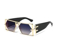 2025 Nuovi occhiali da sole personalizzati, occhiali da sole alla moda di Instagram for celebrità europee e americane hip hop(Gold/Blue Tea)