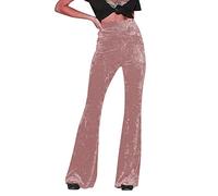 2025 Nuovi Pantaloni Donna di Grandi Dimensioni Chic Slacks Gamba Flared Portachiavi Casual Felpe Velluto Loungewear Outdoor Slacks Pantaloni Large Donna Fluido Chic Ed Elegante Vita Alta, Rosa, M