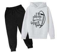 2025 Nuovi Pantaloni Maglione Stampati con Lettera del di Calcio con Cappuccio Set di Due Pezzi Casual Versatile di Tendenza della Moda per Bambini Bambino Elegante Set per Regalo