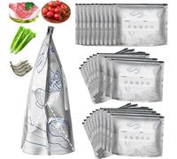 2025 Nuovi sacchetti riutilizzabili sigillabili in foglio di alluminio, sacchetti richiudibili con cerniera sottovuoto per alimenti, sacchetti in alluminio con etichetta e chiusura a zip, per verdure