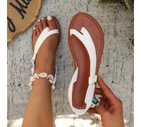 2025 Nuovi sandali infradito alla moda di stile europeo e americano per donne, comodi ed eleganti per l'uso quotidiano e in spiaggia, con punta tonda e suola piatta, diretta dalla fabbrica EUR36,EUR37