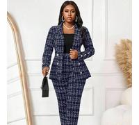 2025 Nuovo Abbigliamento Autunno e Inverno Elegante Cappotto Lungo in Maglia Blu Navy con Bavero e Bottoni, Manica Lunga, Taglia Comoda, Abito da Cerimonia per Invitati a Matrimoni, Abbigliamento Donn
