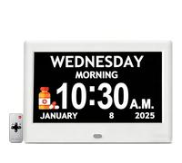 2025 NUOVO, Orologi digitali, 7 '' orologio demenza con data e ora per anziani, oscuramento automatico, 12 promemoria e 6 allarmi, pulsante e telecomando, auto DST, calendario digitale per anziani