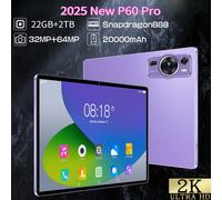 2025 Nuovo P60 Pro 5G Doppio Tablet Android 14 22GB + 2TB Tablet per bambini Schermo HD da 10 pollici 20000mAh Tab Tablet PC Con tastiera portatile Black 16GB 512GB