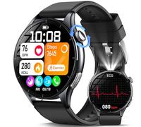 2025 Nuovo Smartwatch da uomo Marsyu con Led torcia, schermo AMOLED da 1,56 pollici, chiamate Bluetooth, pulsante SOS e oltre 50 modalità sportive per Android iOS(Nero Opaco)