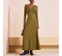 2025 Nuovo stile per l'inizio dell'autunno e l'estate, abito lungo a-line in tinta cammello con dettagli intrecciati, adatto per uso quotidiano, lavoro, spiaggia, crociera, feste ed eventi, elegante e