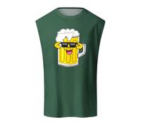 2025 Oktoberfest Estate Nuovo Modello Uomo Tank Top Beer Festival Cartoon Tazza di Vino Occhiali Da Sole Stampa Canotta Design Traspirante Confortevole e Casual Outdoor Calda Slipper, Verde militare