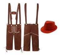 2025 Oktoberfest etnico maschile tradizionale Oktoberfest abiti salopette tuta e cappello set due pezzi Mioda Ibuki Cosplay costume (arancione, XXL)