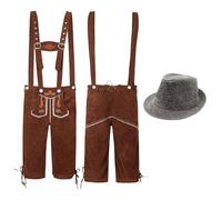2025 Oktoberfest etnico maschile tradizionale Oktoberfest abiti salopette tuta e cappello set due pezzi Mioda Ibuki Cosplay costume (grigio, XXL)